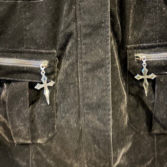 Killstar Stormy Daze Velvet Faux Fur Hood Goth Parka Jacket, Women's size large - Picture 11 of 11